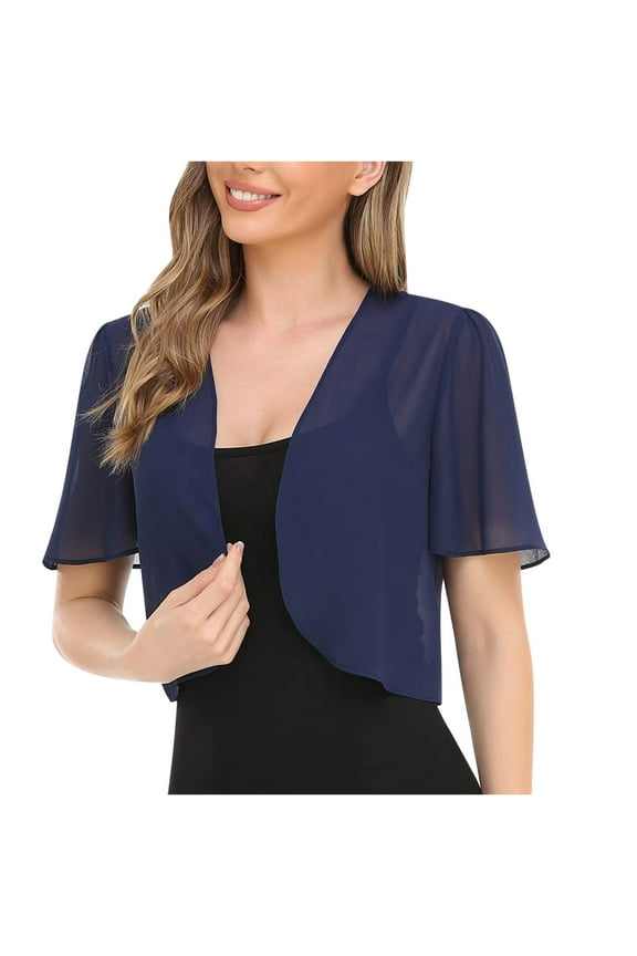 Womens Jackets Ladies Women Soft Chiffon Open Front Sheer Short Sleeve Cardigans for Evening Dress