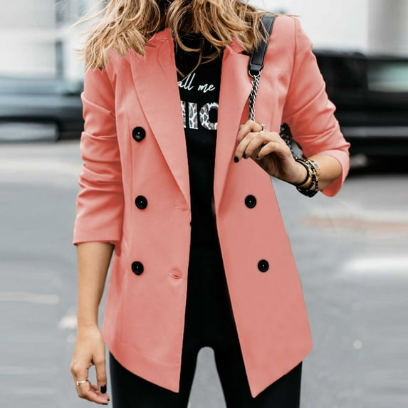 Turilly Womens Jackets Ladies Women Thin Button Long Sleeve Tops Blouse Shirt Spring Models Solid Small Suit Top