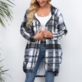thumbnail image 1 of Turilly Womens Jackets Ladies Clearance, Women's Check Print Loose Lapel Zip Hooded Double Pocket Blazer Long Sleeve Hooded Casual Coat/Jacket, 1 of 6