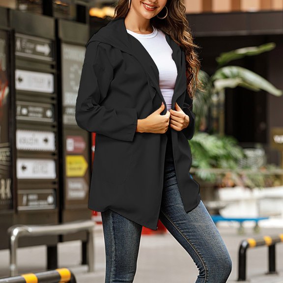 Turilly Womens Jackets Ladies Women's Winter Loose Hooded Wild Elegant Windbreaker Comfortable Coat Outwear