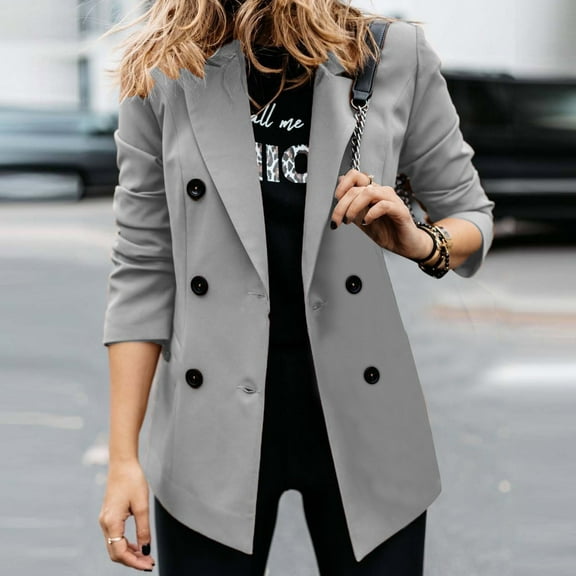 Turilly Womens Jackets Ladies Women Thin Button Long Sleeve Tops Blouse Shirt Spring Models Solid Small Suit Top