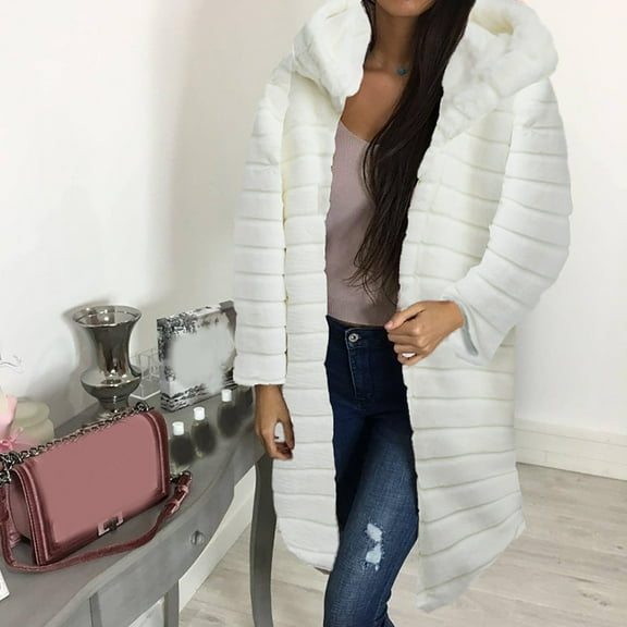 Turilly Womens Jackets Ladies Women Warm Coats Faux Coat Solid Color Faux Furry Faux Jacket Long Sleeve Outerwear Overcoat