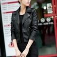 thumbnail image 1 of Turilly Womens Jackets Ladies Women Zipper Solid Long Sleeve Leather Jacket Coat Outwear, 1 of 7