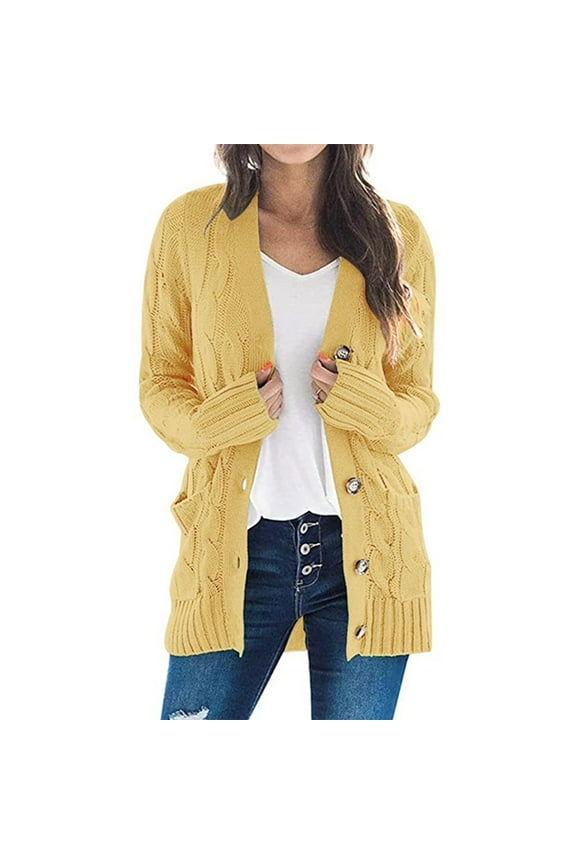 Womens Jackets Ladies Women's Boho Patchwork Cardigan Long Sleeve Open Front Knit Sweaters Coat Pockets