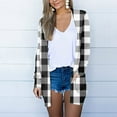 thumbnail image 1 of Turilly Womens Jackets Ladies Women's Solid Color Striped Stitching Long-Sleeved Cardigan Button Coat Printed Plaid Sweater Coat, 1 of 5