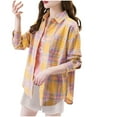 thumbnail image 1 of Turilly Womens Plaid Shirts Top Loose Long Sleeved Thin Casual Shirt Long Sleeved Lapel Shirt, 1 of 5