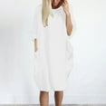 thumbnail image 1 of Turilly Womens Pocket Loose Dress Ladies Neck Casual Long Tops Dress Plus Size, 1 of 4