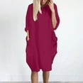 thumbnail image 1 of Turilly Womens Pocket Loose Dress Ladies Neck Casual Long Tops Dress Plus Size, 1 of 4