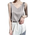 thumbnail image 1 of Turilly Womens Sleeveless Satin V-Neck Tanks Fashion Ladies Casual Solid Color Camisole Summer Tops, 1 of 6