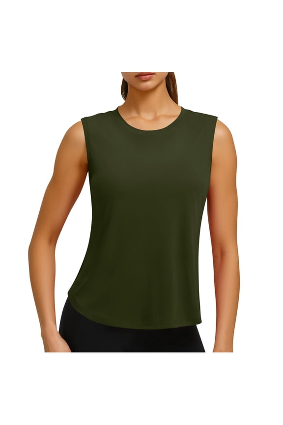 Womens Spring Summer Sports Tops Fashion Ladies Casual Sleeveless Solid Top Blouse Pullover