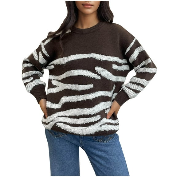 Turilly Womens Sweaters Dressy Casual Fashion Women's Comfortable Long Sleeve Round Neck Blouse Top Sweater