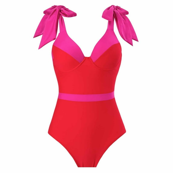 Turilly Womens Swimsuits Ladies Fashion Solid Color Flounce Tight Fitting Bikini Sexy Women's One-Piece Swimsuit