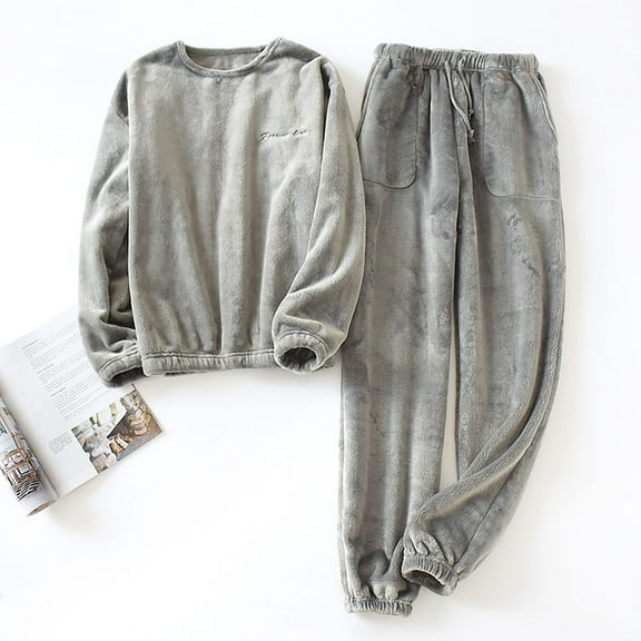 Turilly Womens Two Piece Pajama Sets Cleaance Women's Casual Long Sleeved Round Neck Top Loose Pants Home Clothing Pajama Set