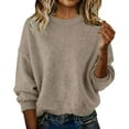 thumbnail image 1 of Turilly Womens Winter Cozy Knitted Sweaters Women's Solid Color Crew Neck Long Sleeve Pullover Tops, 1 of 5
