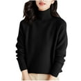 thumbnail image 1 of Turilly womens sweaters under $10 Womens Solid Color Shoulder High Neck Thick Loose Top High Neck Sweater, 1 of 4