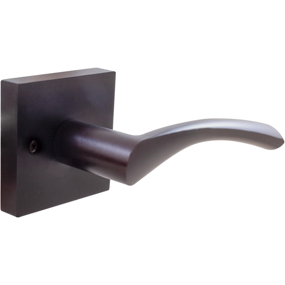 Turin Door Lever with Square Rosette, Dummy (Non-Turning) Latch, Right-Handed, Matte Black by Stone Harbor Hardware