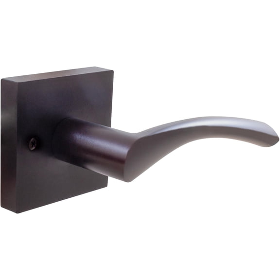 Turin Door Lever with Square Rosette, Dummy (Non-Turning) Latch, Right-Handed, Matte Black by Stone Harbor Hardware