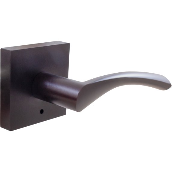 Turin Door Lever with Square Rosette, Privacy (Bed/Bath) Latch, Matte Black by Stone Harbor Hardware