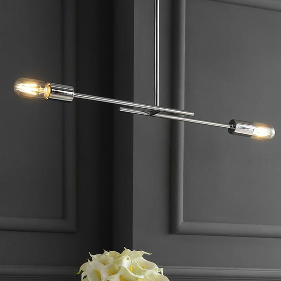 JONATHAN Y Turing 30.5" Adjustable Metal LED Linear Pendant, Chrome