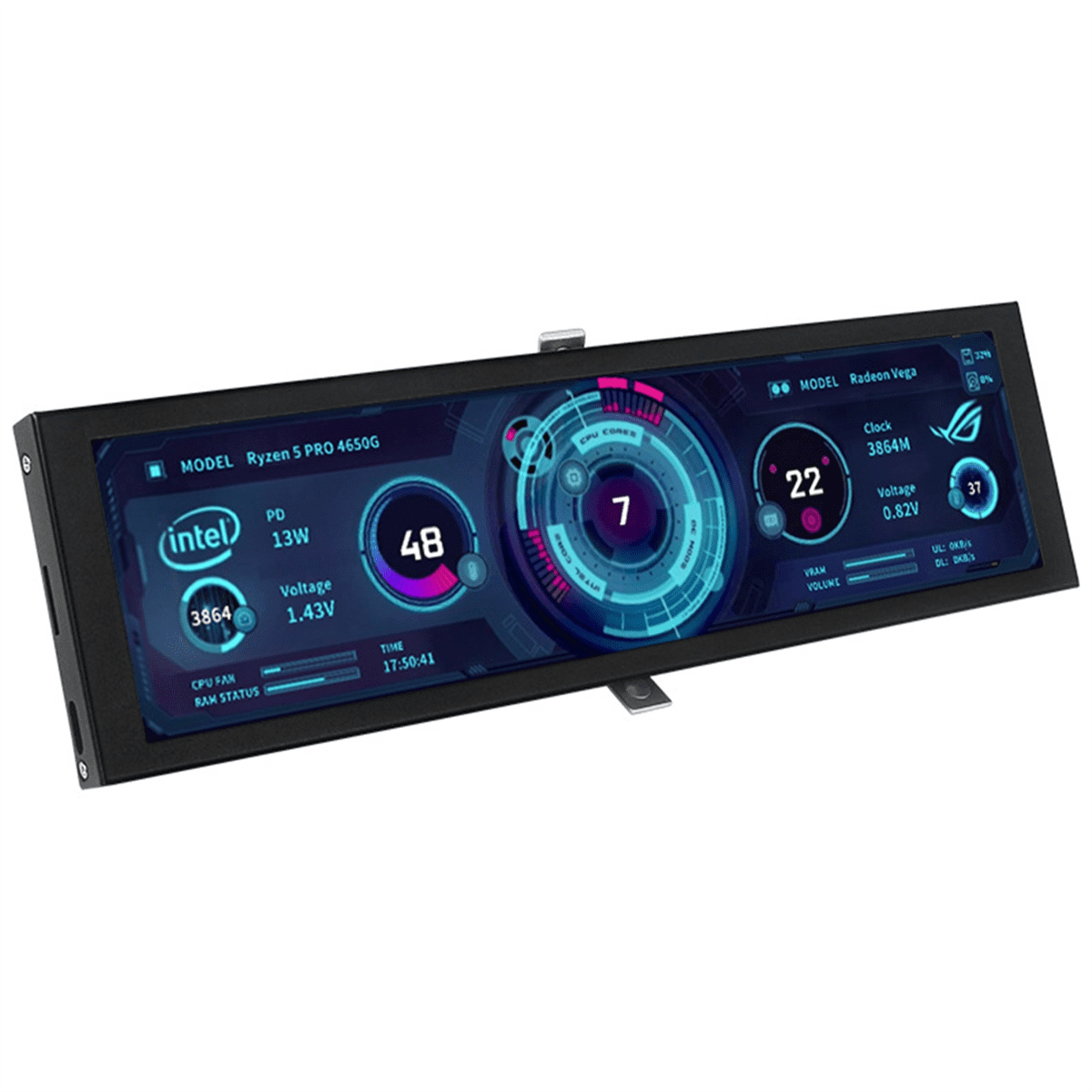 Turing 8.8 Pouces IPS Type-C Smart Display Case Pour La Surveillance Du CPU, Du GPU, De La RAM - Moniteur Secondaire Avec Interface USB, Noir