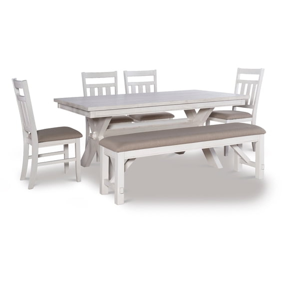 Powell Turino Distressed White 6 PC Dining Set