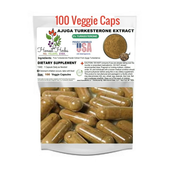 Turkesterone Extract - 10:1 from Ajuga Turkestanica - 2% [P]ure Turkesterone - [X]-Strength, 100 Veggie Caps, 500mg