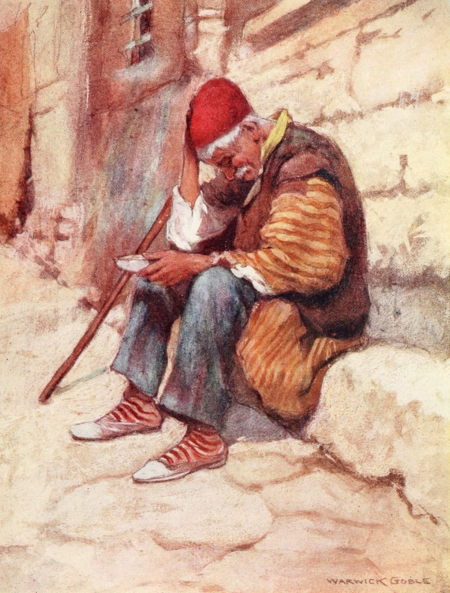 Turkey 1911 A Stamboul beggar Canvas Art - Warwick Goble (18 x 24)