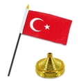 thumbnail image 1 of Turkey 4"x6" Flag Desk Set Table Stick Gold Base, 1 of 1