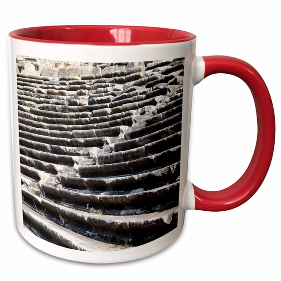 3drose, Turkey, Anatolia, Aydin Province, Ruins of Miletus. Theater Seats., 15oz Two-tone Red Mug