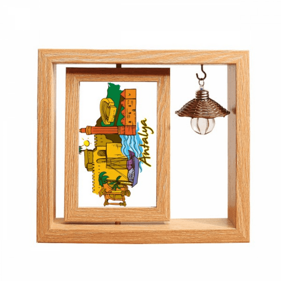 Turkey Antalya Burdur Watercolor Wooden Rotating Picture Photo Frame 4x6