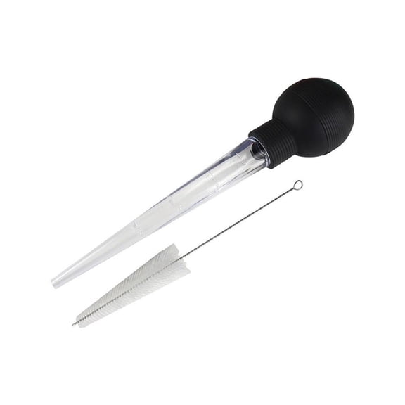 Turkey Baster Set with Cleaning Brush - 11.6" Large Capacity Syringe for BBQ Grilling & Baking - Powerful Bulb Baster for Kitchen Cooking