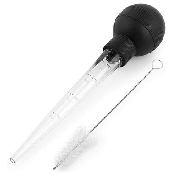 Turkey Baster Silicone Suction Bulb with Cleaning Brush for Flavor Meat Poultry Beef Baking Injecting Marinade BBQ Tools