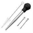 thumbnail image 1 of Turkey Baster Syringe Large, Long Meat Baster Set For Cooking With Marinade Injector Needle, Turkey Baster With Silicone Bulb & Cleaning Brush, FoodGrade Stainless Steel, 1 of 5