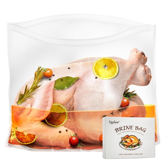 Turkey Brining Bags Set of 2-26"22" Extra Large Brine Bag Holds up to 35lb- Double Zippers Seal Brine Bags with 2 cotton Strings for Turkey, Chicken, Beef, Pork by