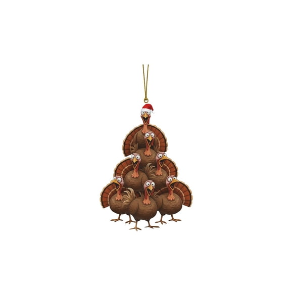 Turkey Christmas Ornament, 2D Flat Lightweight 3.1 inch Decor, 1 Pack Hanging Decoration, for Thanksgiving Christmas Tree Home Party Holiday Festival Seasonal Display