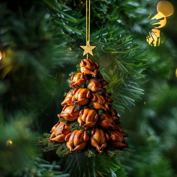 Turkey Christmas Wall Hanging Double Sided Print Acrylic Ornament for DIY Crafts Christmas Tree Decorations Holiday Home Garden Decor Festive Thanksgiving and Christmas Seasonal Display, 2D