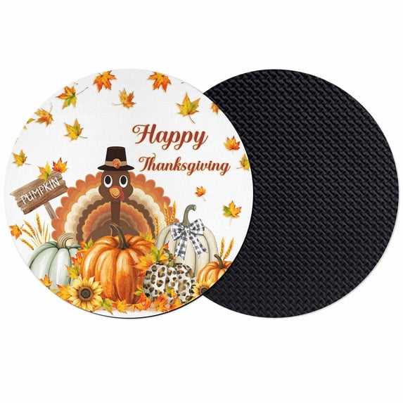 Turkey Coasters Set of 2, Absorbent Coasters for Drinks, Thanksgiving Fall Pumpkin Maple Leaf Autumn Coaster for Desk Coffee Table Protection, Home Decor House Warming Gifts 4"