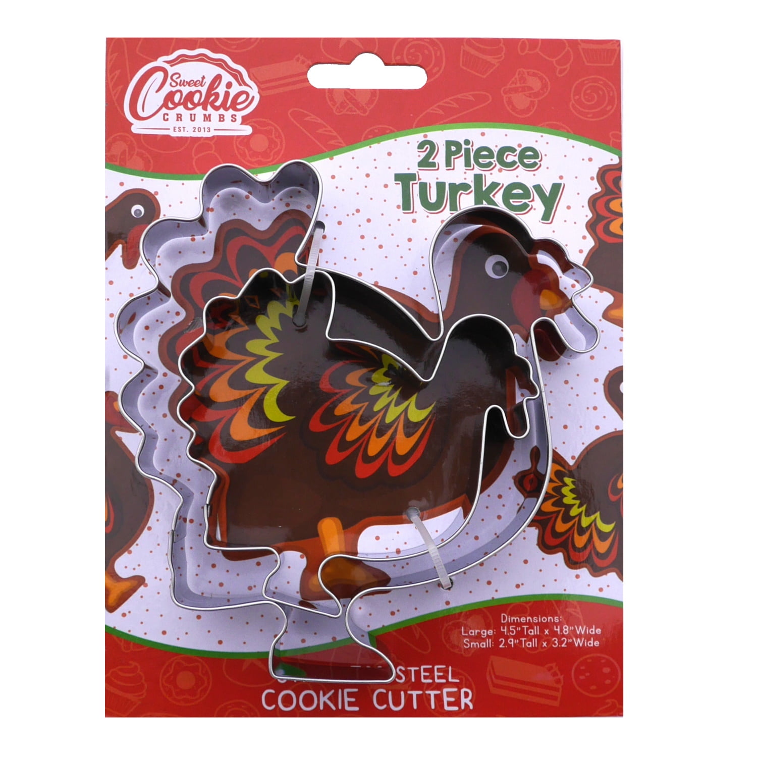 Stainless Steel Turkey Cookie Cutter Set, 2 Piece