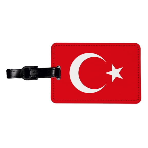Turkey Country Flag Faux Leather Travel Luggage Tag