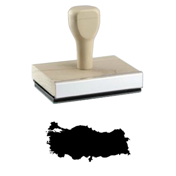Turkey Country Rubber Stamp, 1 X 2" Wood Stamp