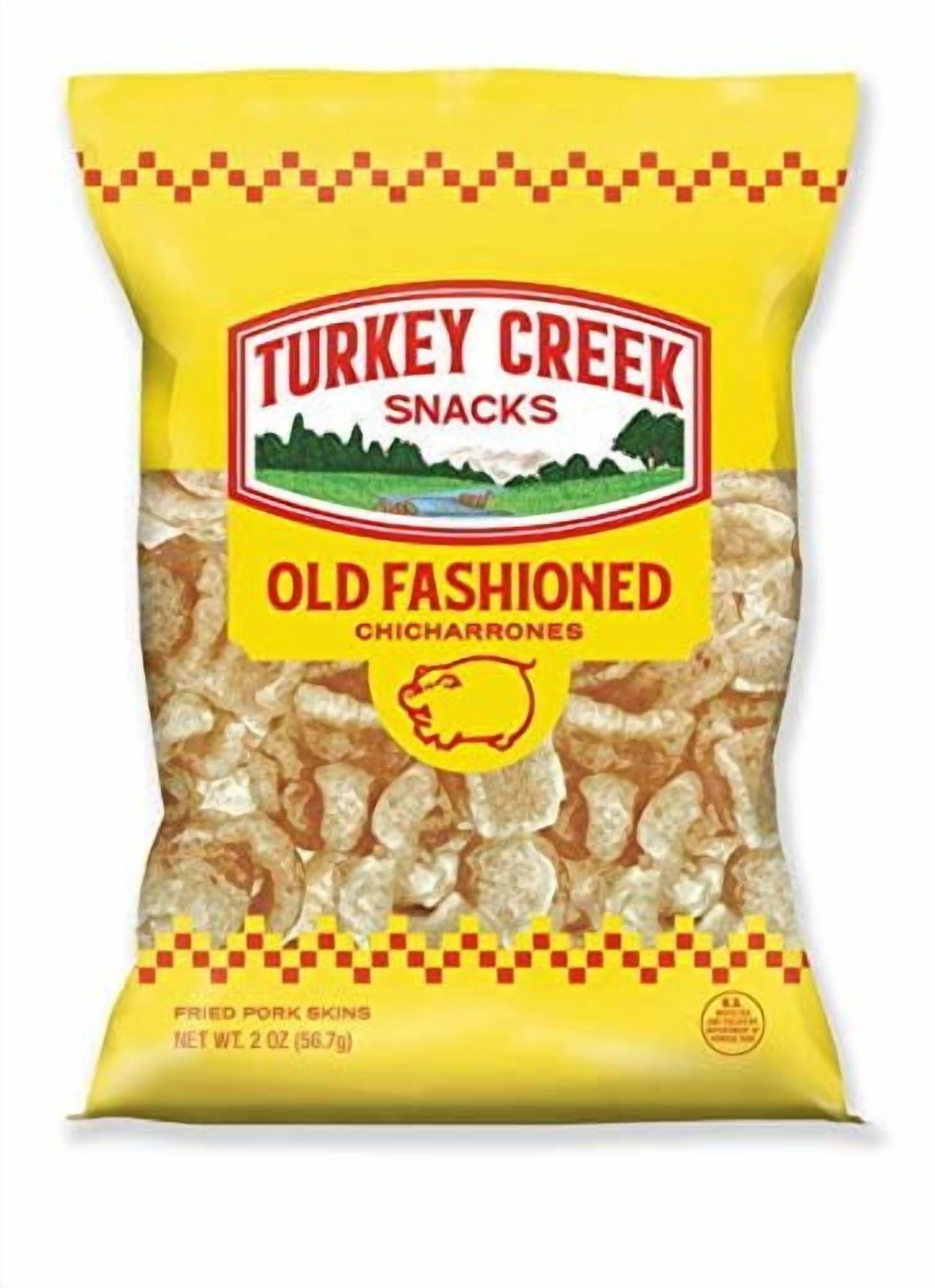 Turkey Creek - Americas Best Fried Pork Skins, offers a 12-Bag Straight Pack of its Quality Pork Rinds. These Pork Skin ChipsChicharrones are packed with Original 12 - 2.0 oz bags.