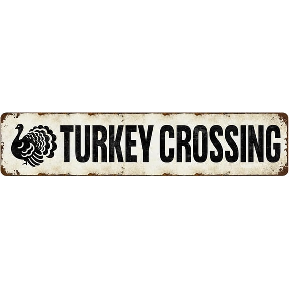 Turkey Crossing Aluminum Metal Sign, Rustproof Wildlife Farm and Forest Decor, 4 x 16 Inch