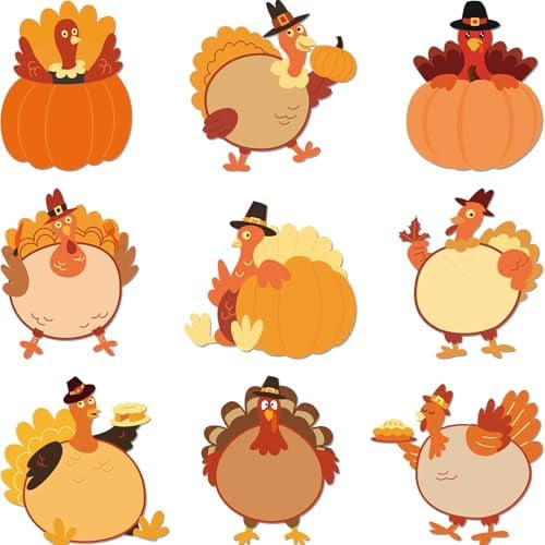 Turkey Cutouts 54 Pcs Fall Thanksgiving Decorations Holiday School Party Classroom Bulletin Board Decor