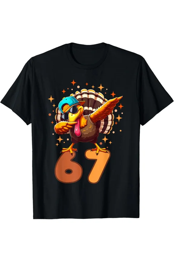 Turkey Dab 67 Six Seven Thanksgiving Meme Holiday Humor Graphic Unisex T-Shirt, S-5XL