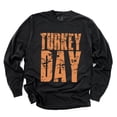 thumbnail image 1 of Turkey Day Block Distressed - Women's Garment Dyed Long Sleeve Graphic T-Shirt, 1 of 11