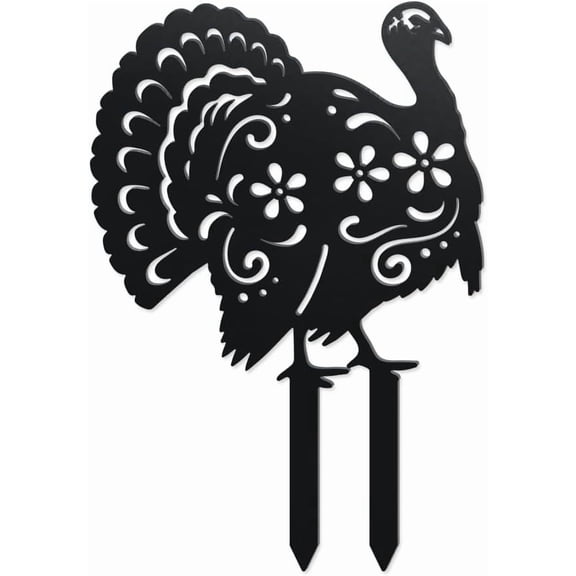 Turkey Decorative Silhouette Garden Stakes Metal Turkey Animals Stakes Statues Ornaments Lovers Gifts Yard Art Black Silhouette Yard Outside Decor