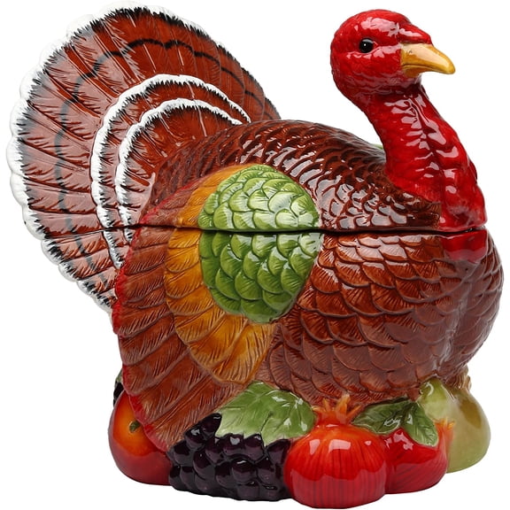Turkey Design Ceramic Cookie Jar, 10-3/8-Inch
