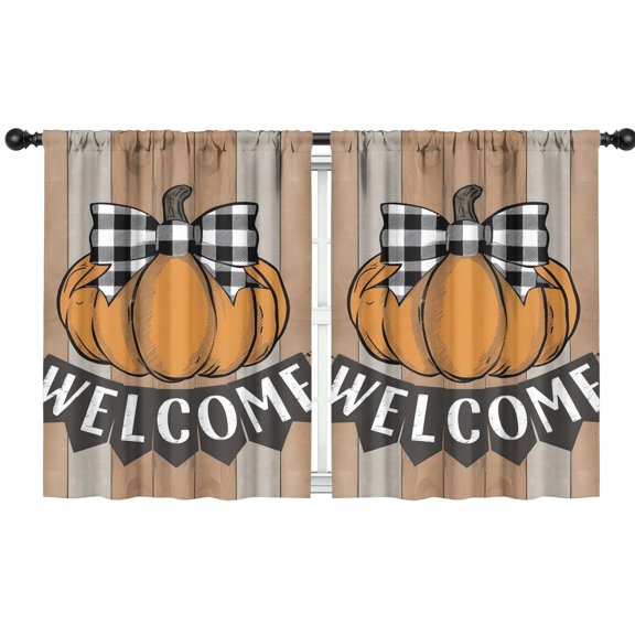Turkey Design Thanksgiving and Fall Decor Tier Kitchen Curtains 2 Pieces Semi-Sheer,42x54in Kitchen Curtains Fall Holiday Long Curtain