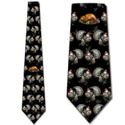 Turkey Dinner Tie Black Mens Thanksgiving Neckies by Three Rooker