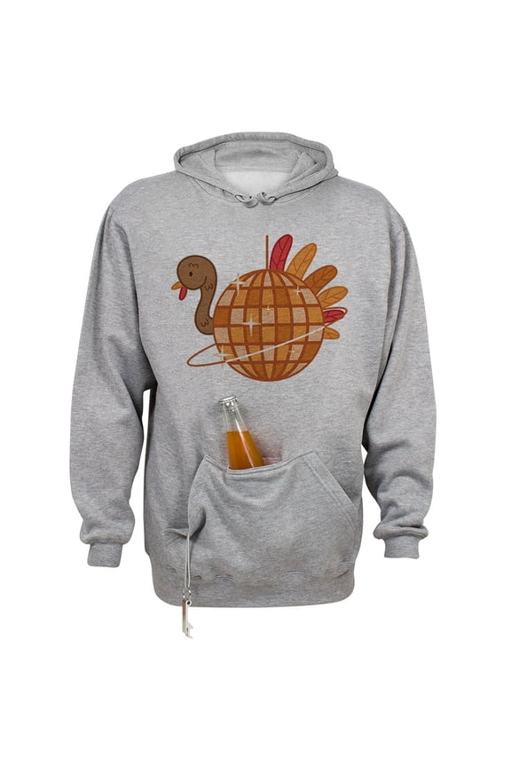 Turkey Disco Ball Beer Holder Tailgate Hoodie Sweatshirt Unisex Medium Oxford